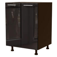 KÜCHENUNTERSCHRANK Essen D11/60 Schwarz Hochglanz / Lava Matt 60 / 50 / 82cm - Schwarz Hochglanz/Dunkelgrau, Holz/Holzwerkstoff (60/82/50cm) - Feldmann-Wohnen