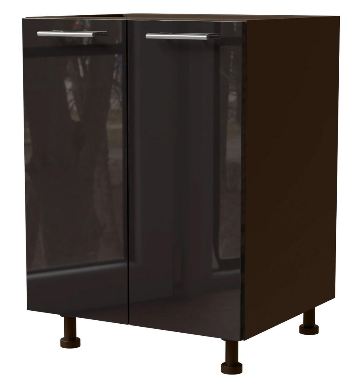 KÜCHENUNTERSCHRANK Essen D11/60 Schwarz Hochglanz / Lava Matt 60 / 50 / 82cm - Schwarz Hochglanz/Dunkelgrau, Holz/Holzwerkstoff (60/82/50cm) - Feldmann-Wohnen