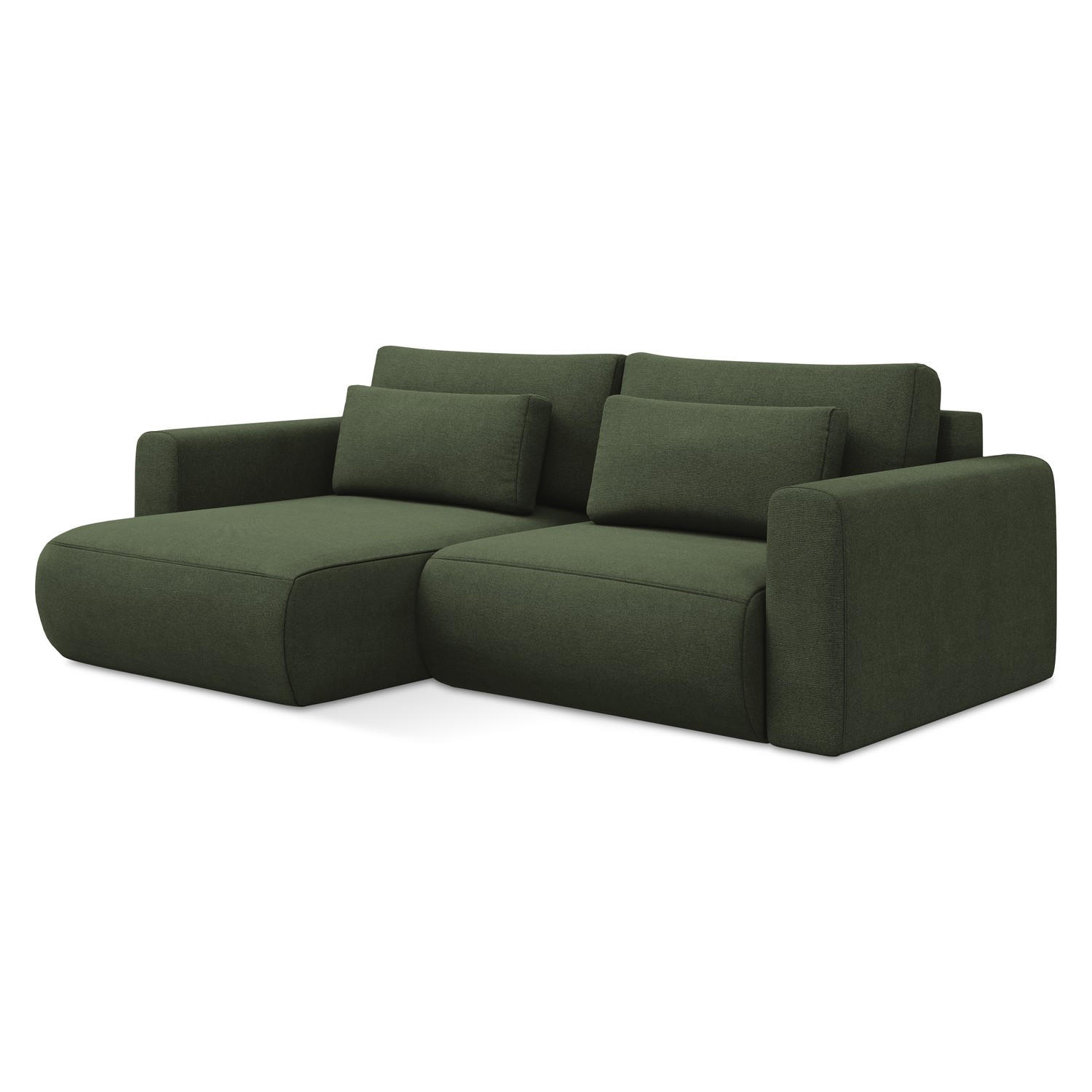 ECKSOFA mit Schlaffunktion Strukturstoff Stoff Grün - Schwarz/Olivgrün, Kunststoff/Textil (149/240cm) - LaMiaSofa