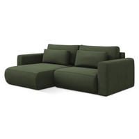 ECKSOFA mit Schlaffunktion Strukturstoff Stoff Grün - Schwarz/Olivgrün, Kunststoff/Textil (149/240cm) - LaMiaSofa