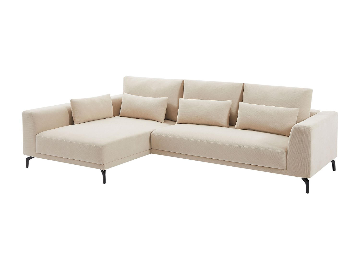 ECKSOFA - Ecke links - Strukturstoff - Beige - TILANIA - Beige, Textil (280/172cm) - Vente-Unique