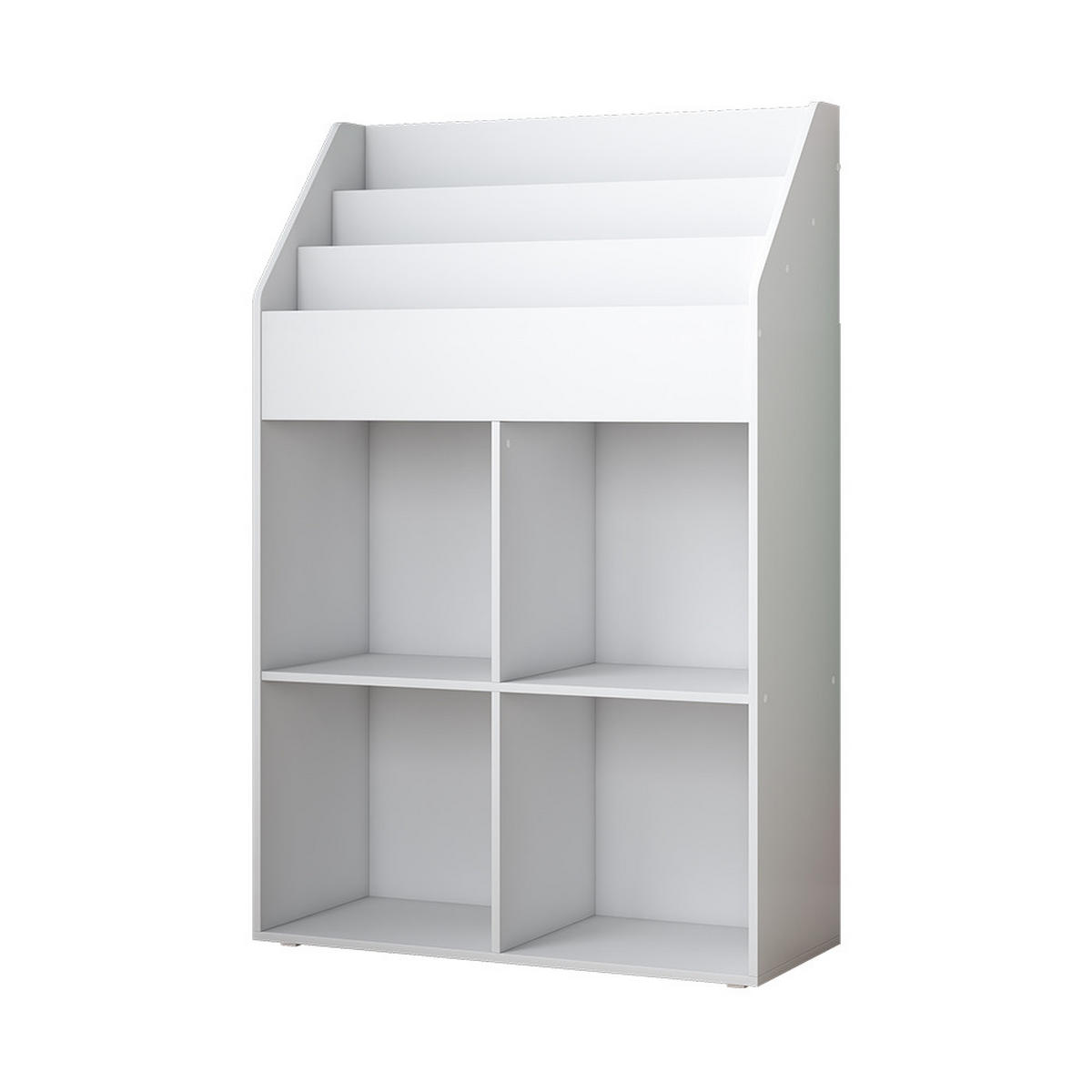 KINDERREGAL Conny Weiß 72 x 111 cm mit 4 Ablagen für Faltboxen - Weiß, Holzwerkstoff (72/111/30.2cm) - Vicco