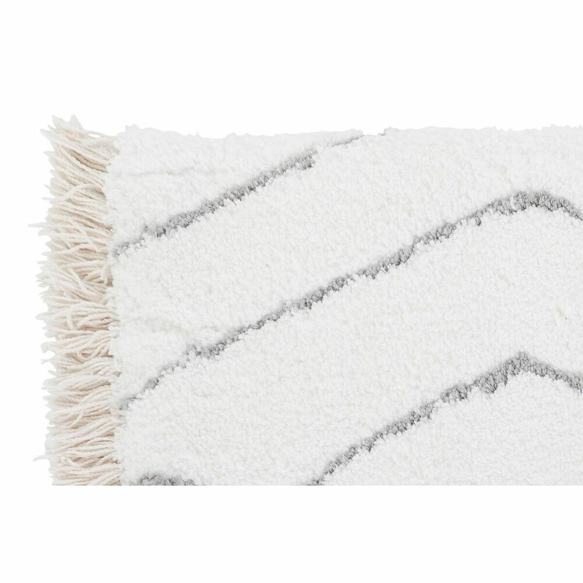 TEPPICH Weiß Grau Rhombusse Scandi Ø 9,4 cm 120 x 180 x 3 cm - Weiß, Textil (120/180cm) - DKD Home Decor