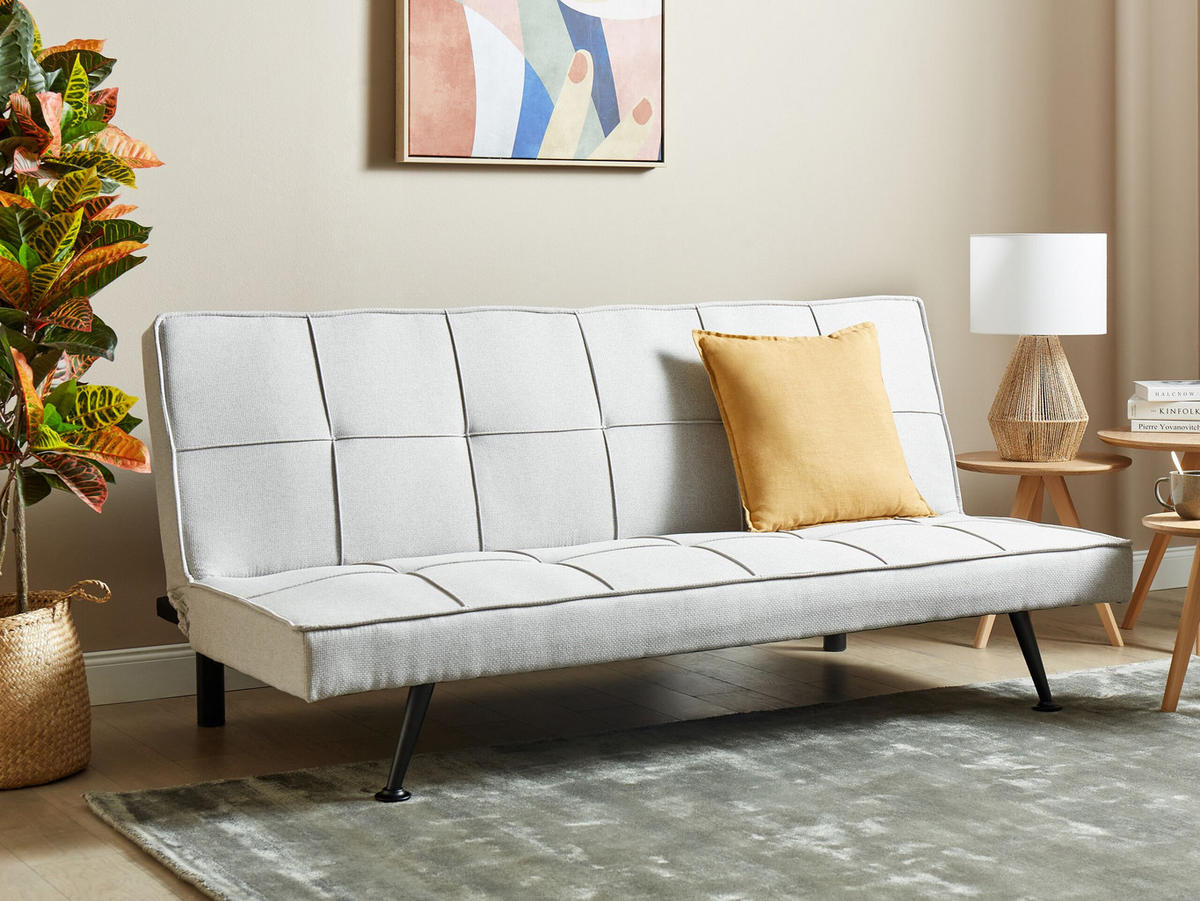 3-SITZER-SCHLAFSOFA hellgrau Hasle - Schwarz/Grau, Textil (168/77/88cm) - Beliani