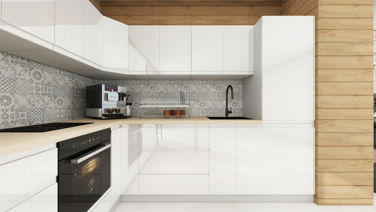 WINKELKÜCHE 240 cm x 280 cm - Aspen KA11-M280 - in Weiß/Hochglanz - Weiß Hochglanz, Holz (520/212/58cm)