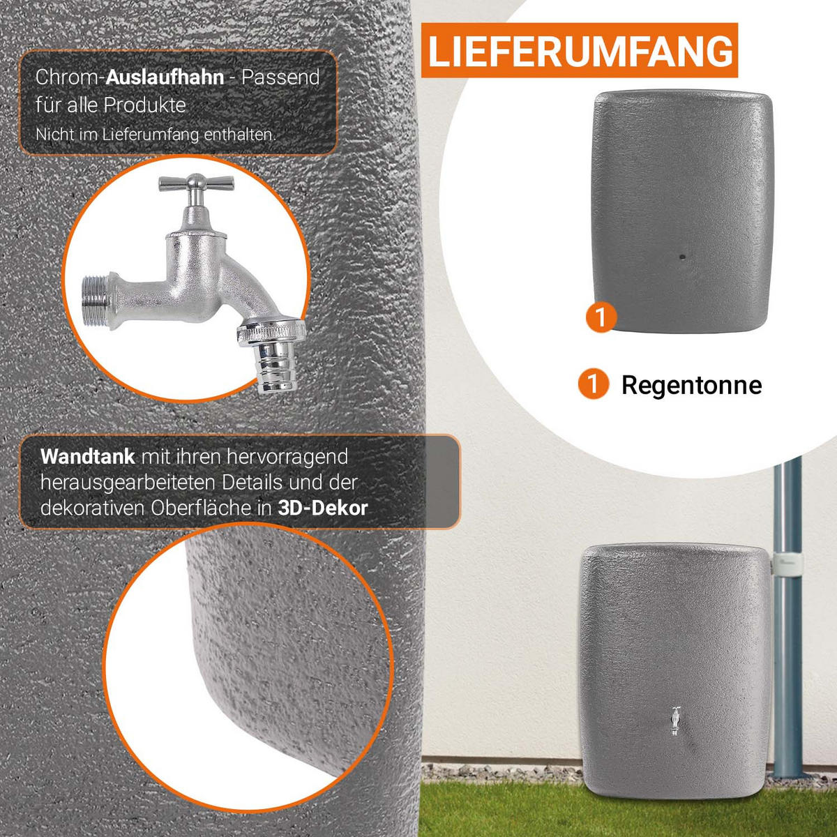 WANDTANK 275 L, graphite grey - Grau, Kunststoff (40/105/80cm) - GARANTIA
