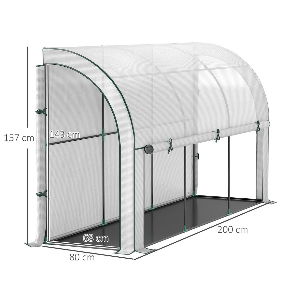 GEWÄCHSHAUS, 300L x 80B x 157H cm - Weiß, Kunststoff/Metall (80/157/300cm) - Outsunny