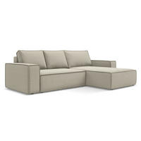 ECKSOFA mit Schlaffunktion Samt Stoff Creme - Perlmutt/Creme, Kunststoff/Textil (290/185cm) - LaMiaSofa