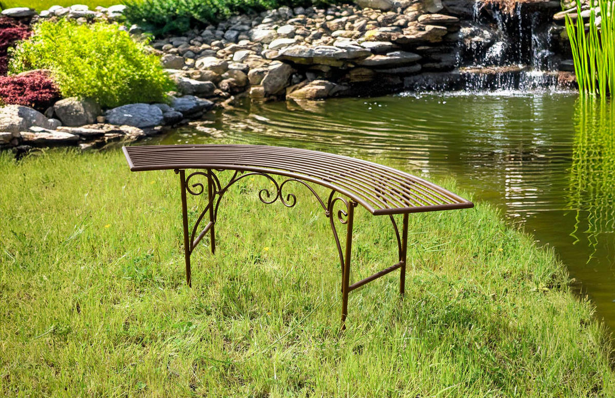 GARTENBANK Roland Bogenbank - Braun, Metall (28/47/125cm) - DELUKE
