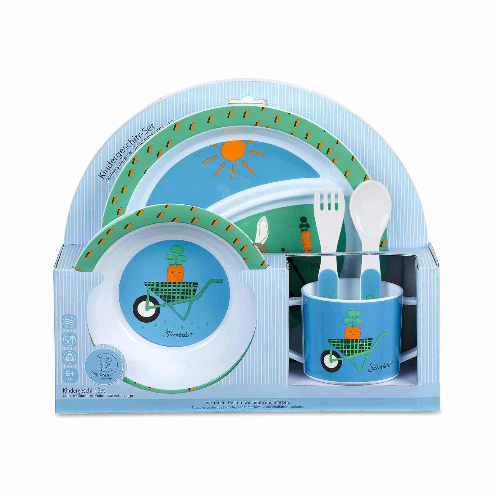 KINDERGESCHIRR SET Esel Emmilius 5er Set - Blau/Grün, Kunststoff (25/10/23.5cm) - Sterntaler