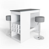 BARTISCH-SET Ross Weiß/Anthrazit 115 x 50 cm mit 2 Barhockern - Anthrazit/Weiß, Holzwerkstoff (115/104.6/50cm) - Vicco