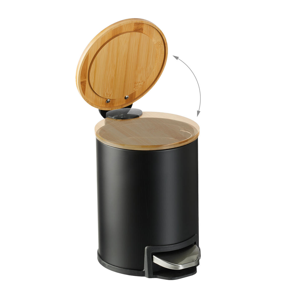 BAD-MÜLLEIMER - Schwarz, Holz/Kunststoff (17/22.5/23cm) - Relaxdays