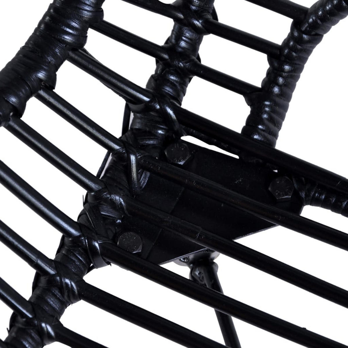 ESSZIMMERSTÜHLE 4 Stk. Schwarz Natur Rattan 48*64*85cm - Schwarz, Holz (48/85/64cm) - ZMH