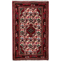 ORIENTTEPPICH handgeknüpft Assadabad Beige, Rot 97/59 cm Schurwolle - Beige/Rot, Textil (59/97cm) - Looma