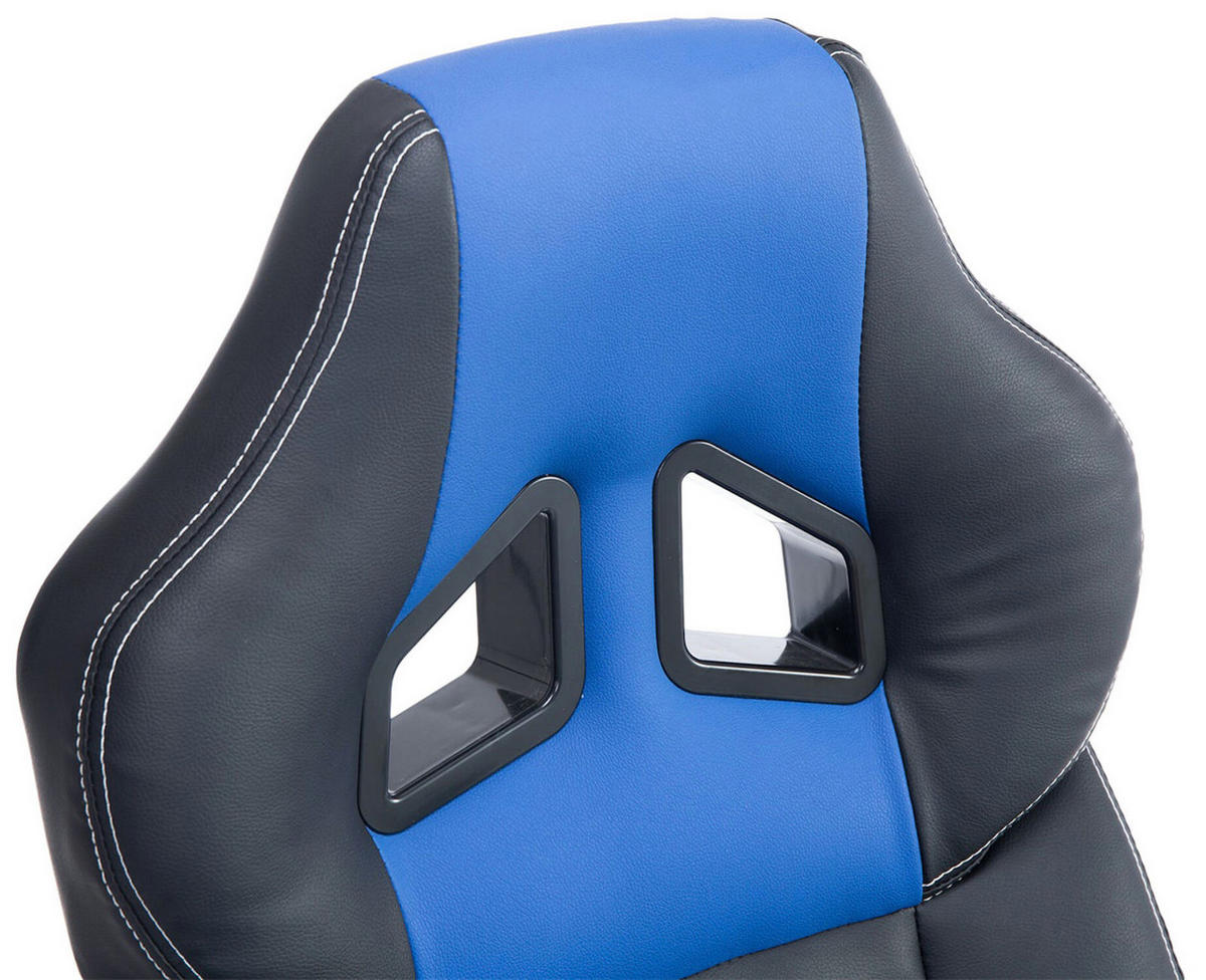 BÜROSTUHL Peso, Kunstleder Schwarz/Blau - Blau, Kunststoff/Textil (65/124/70cm) - TPFLiving
