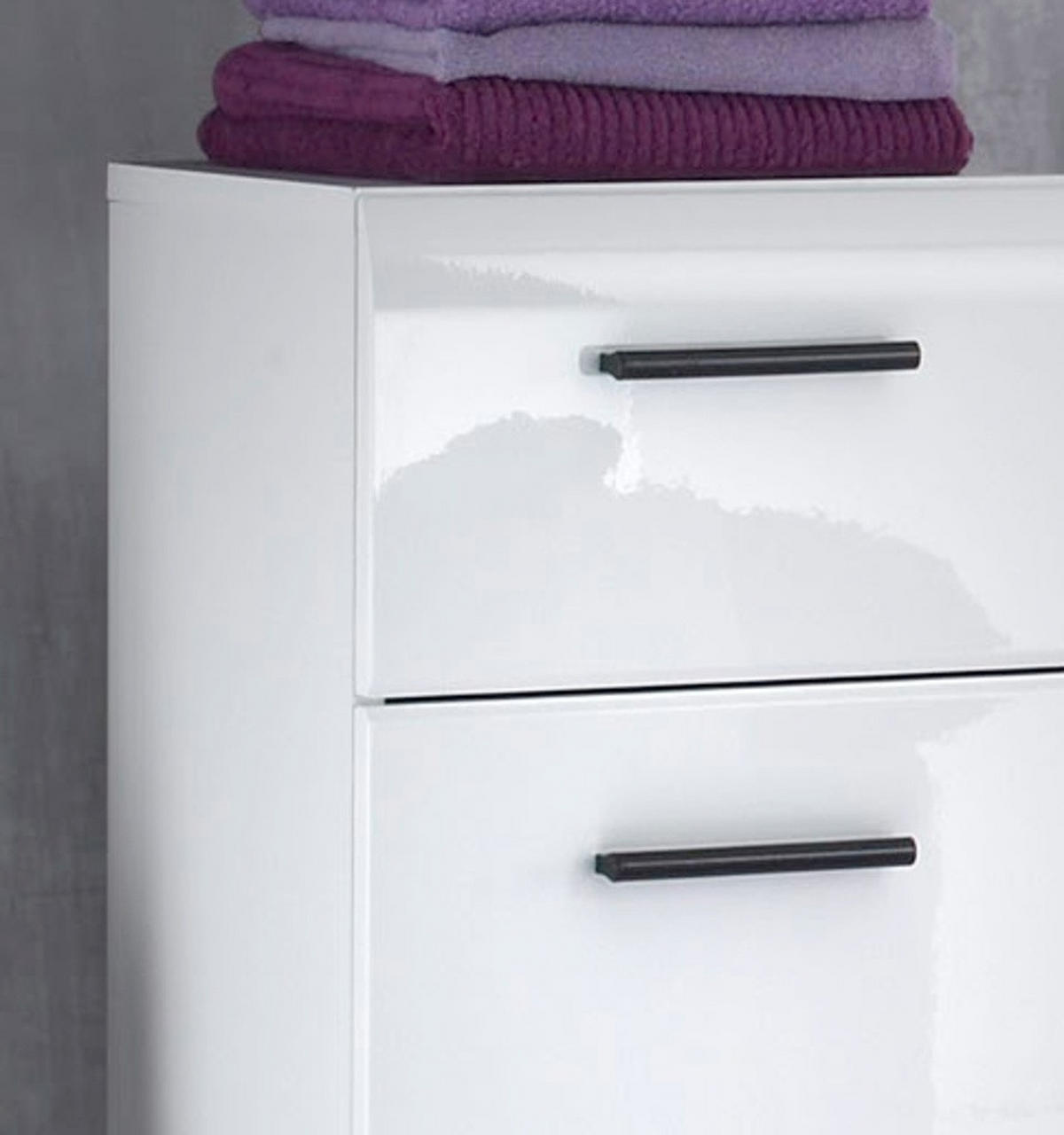 WASCHBECKENUNTERSCHRANK weiß Hochglanz, Badschrank 60 x 56 cm - Weiß Hochglanz/Schwarz, Holzwerkstoff/Kunststoff (31/56/60cm) - Top.Furn