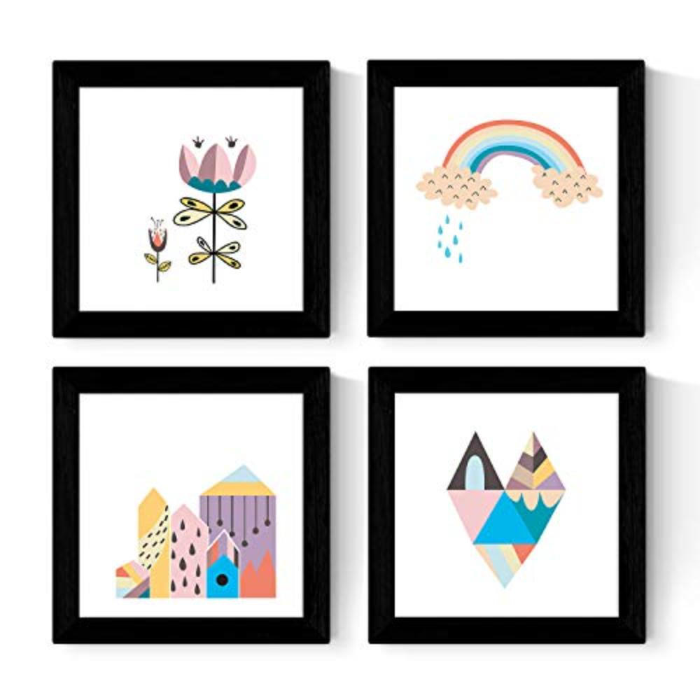 POSTER Set mit 4 natur skandinavischen 20x20cm Rahmenlos - Klar, Papier (20/3cm) - Nacnic