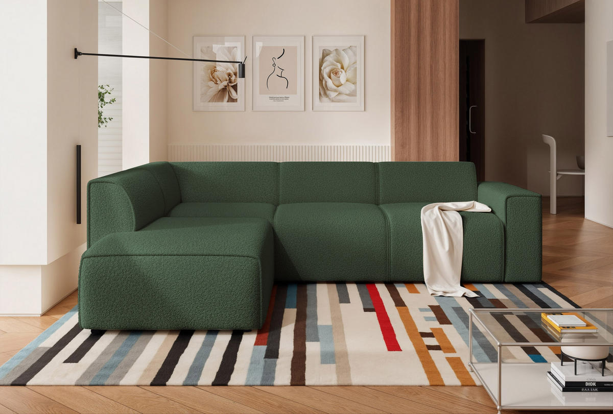 ECKSOFA ZAVO Feiner Mischstoff in Grün - Grün, Holzwerkstoff/Kunststoff (310/218cm) - Idohome