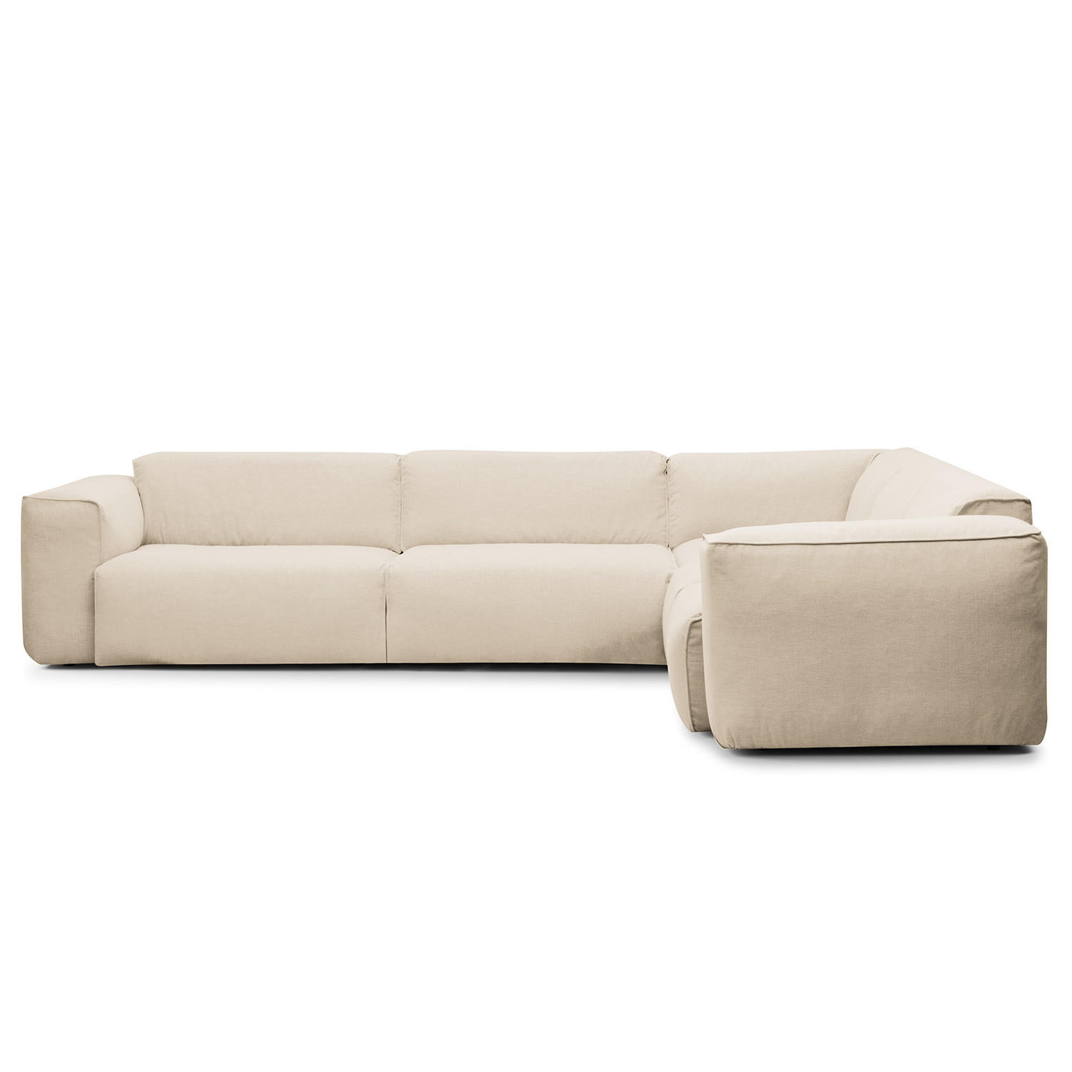 ECKSOFA mit Rundecke - Beige/Schwarz, Textil (325/260cm) - home24
