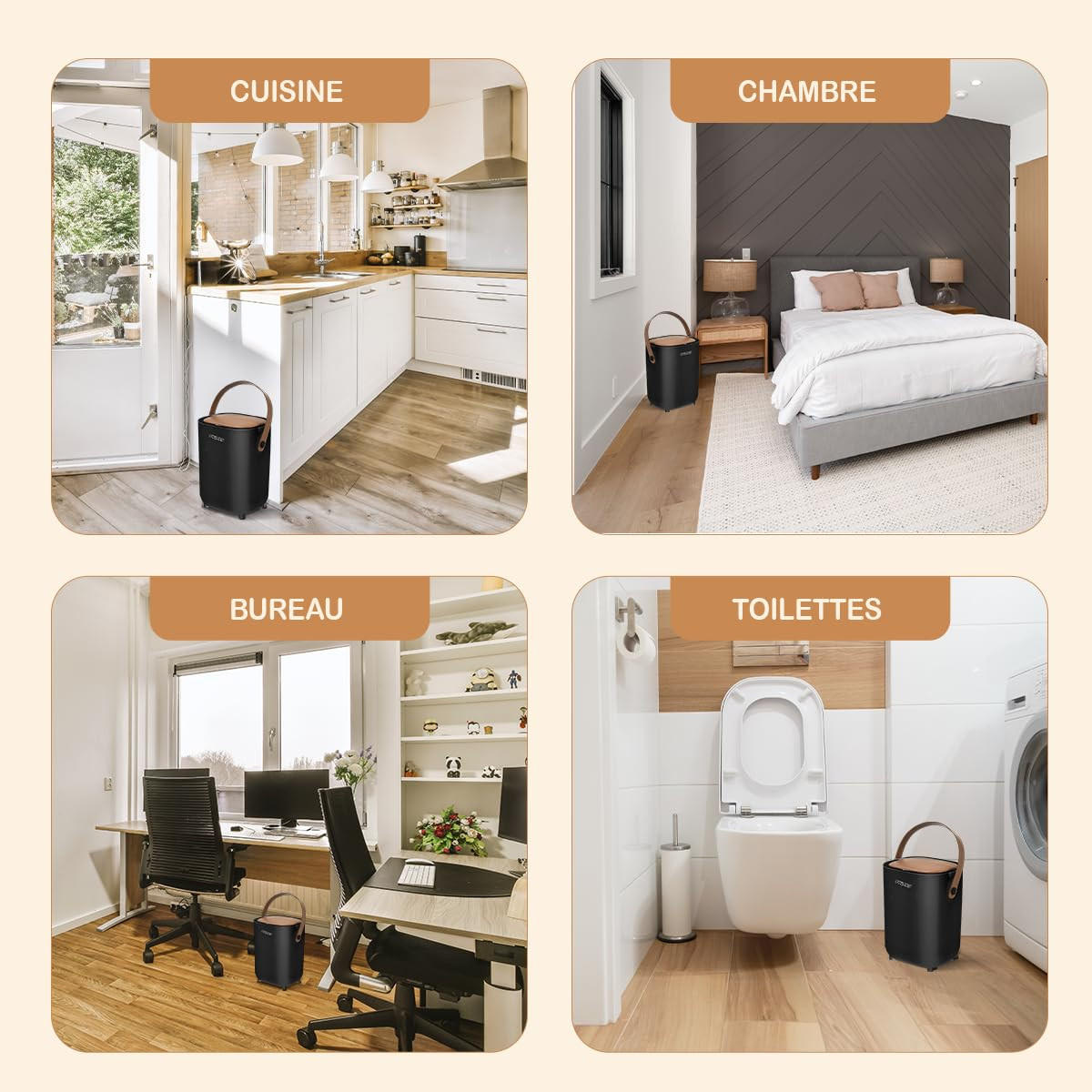 WINDELEIMER Geruchsdicht ohne Kassette Schwarz und Braun - Schwarz/Braun, Kunststoff (24/41/20cm) - Twinky