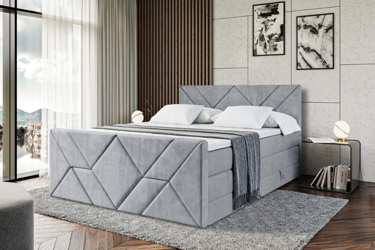 BOXSPRINGBETT BARWA-Z KING - 160x200 - H3/H4 - Grau - Grau, Holzwerkstoff (160/200cm) - ALTDECOR