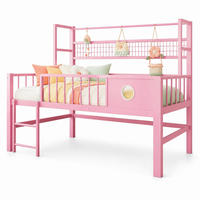 HOCHBETT 90/200 mit Stauraum, Kleiderstange und Ablage in Rosa - Rosa, Metall (90/200cm) - EVRYAE