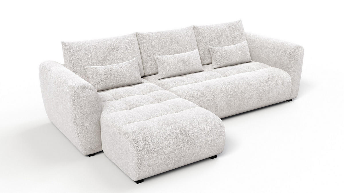 ECKSOFA SORENO 4-Sitzer, ecru - Ecru/Schwarz, Holz/Textil (293/171cm) - Courtois Laville