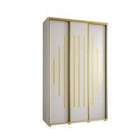 SCHWEBETÜRENSCHRANK 235,2/150/45 3-türig - Goldfarben/Weiß, Holz/Metall (150/235/45cm) - Abiks Möbel