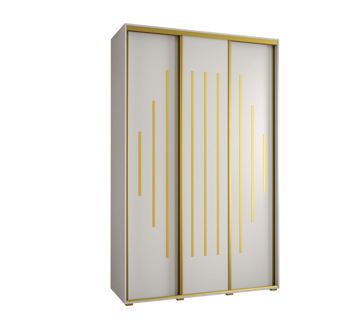 SCHWEBETÜRENSCHRANK 235,2/150/45 3-türig - Goldfarben/Weiß, Holz/Metall (150/235/45cm) - Abiks Möbel