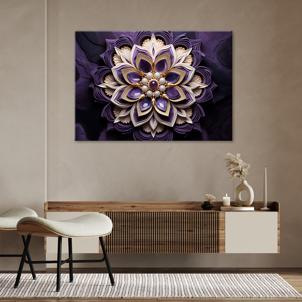 WANDBILD blume violett diamant 3d - Lila, Textil (60/40cm) - Feeby
