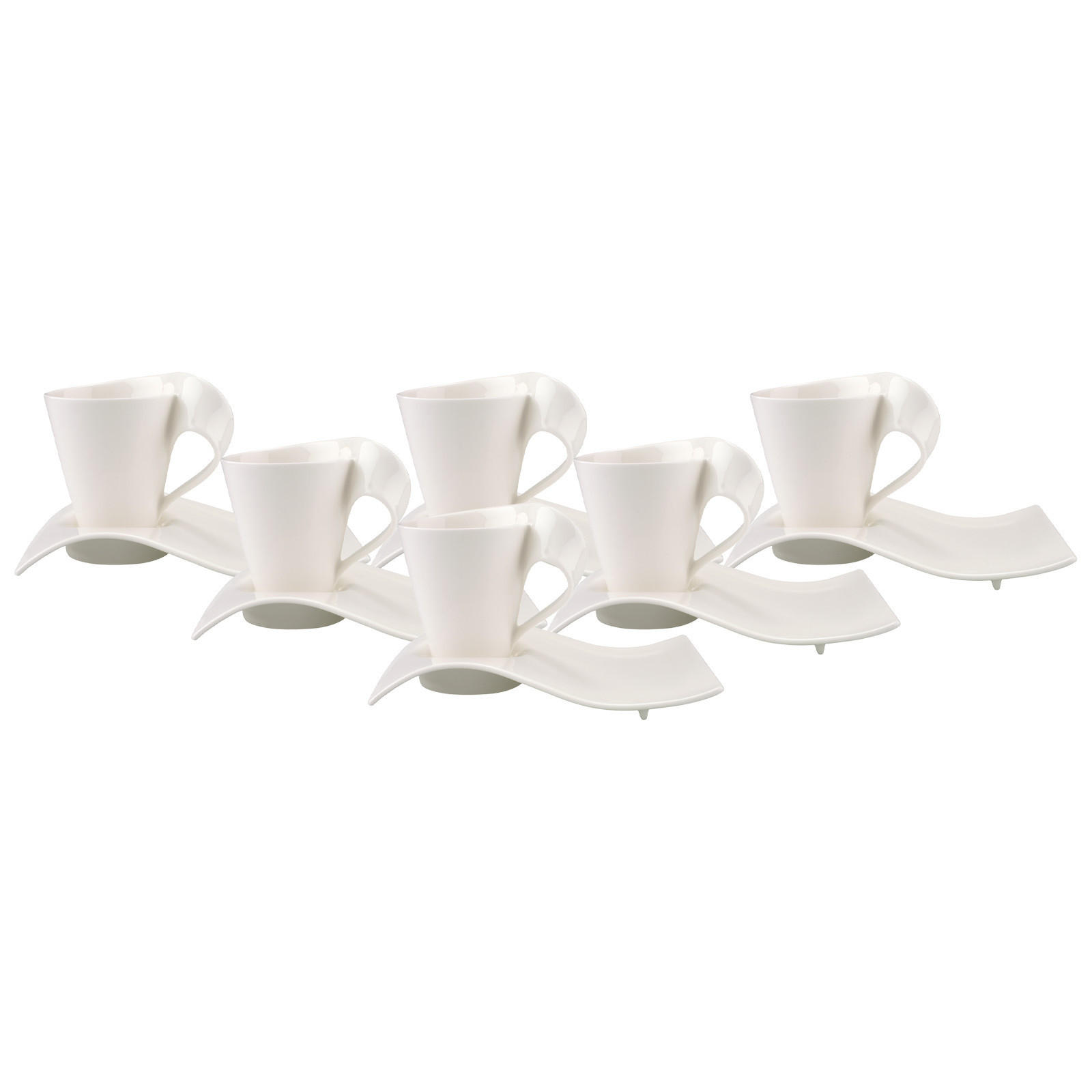 KAFFEEBECHER MIT UNTERTELLER NewWave Caffè weiß 300 ml 6er Set - Weiß, Keramik (14/14.4/20cm) - Villeroy & Boch