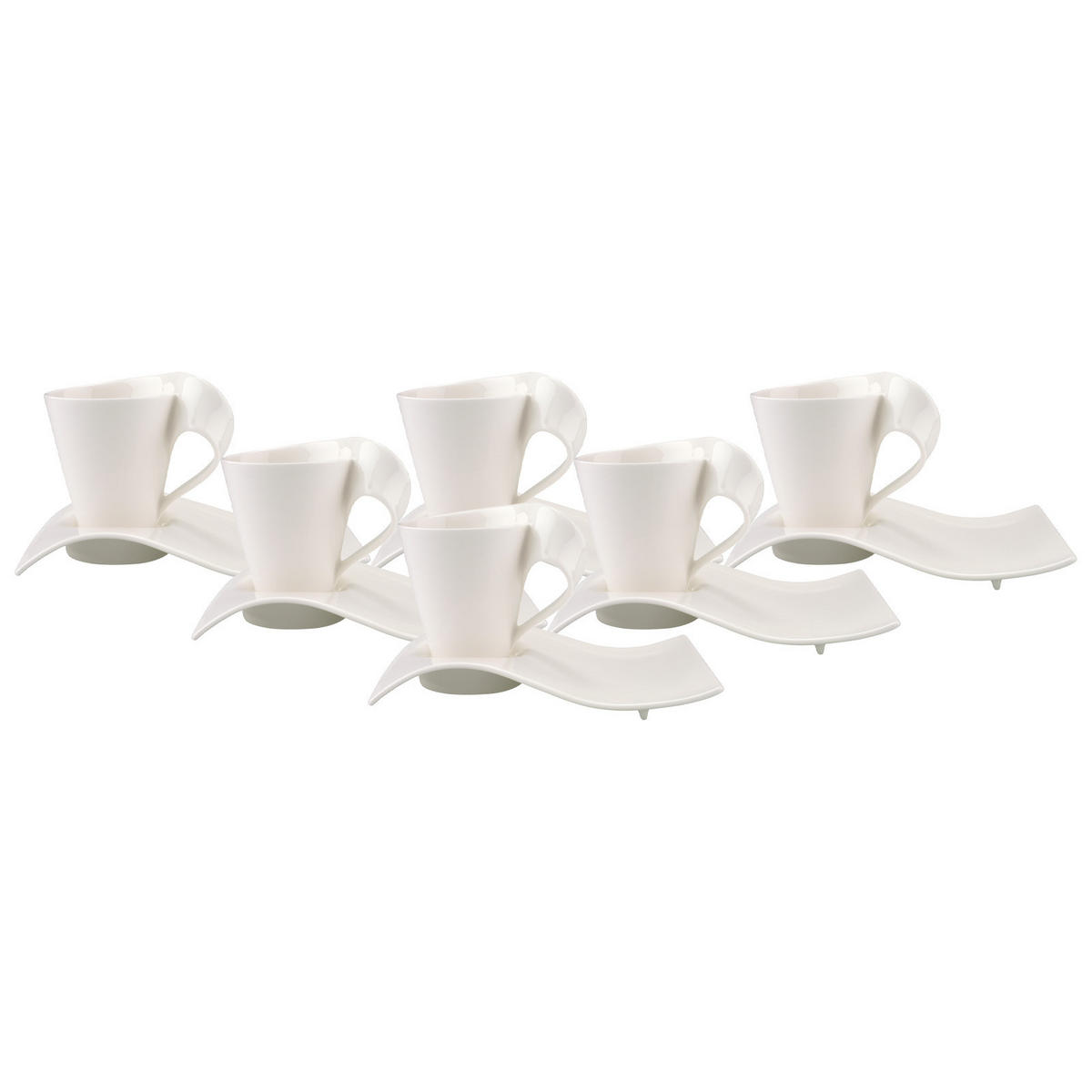KAFFEEBECHER MIT UNTERTELLER NewWave Caffè weiß 300 ml 6er Set - Weiß, Keramik (14/14.4/20cm) - Villeroy & Boch