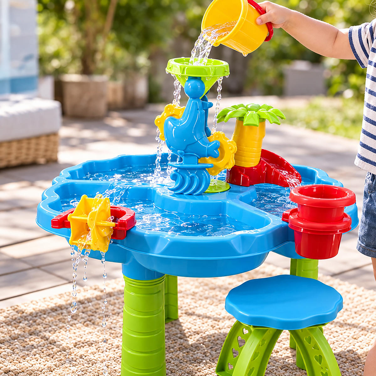 STŮL Vícebarevný dětský vodní herní se stoličkou - různobarevná, plast (60/60cm) - Relaxdays