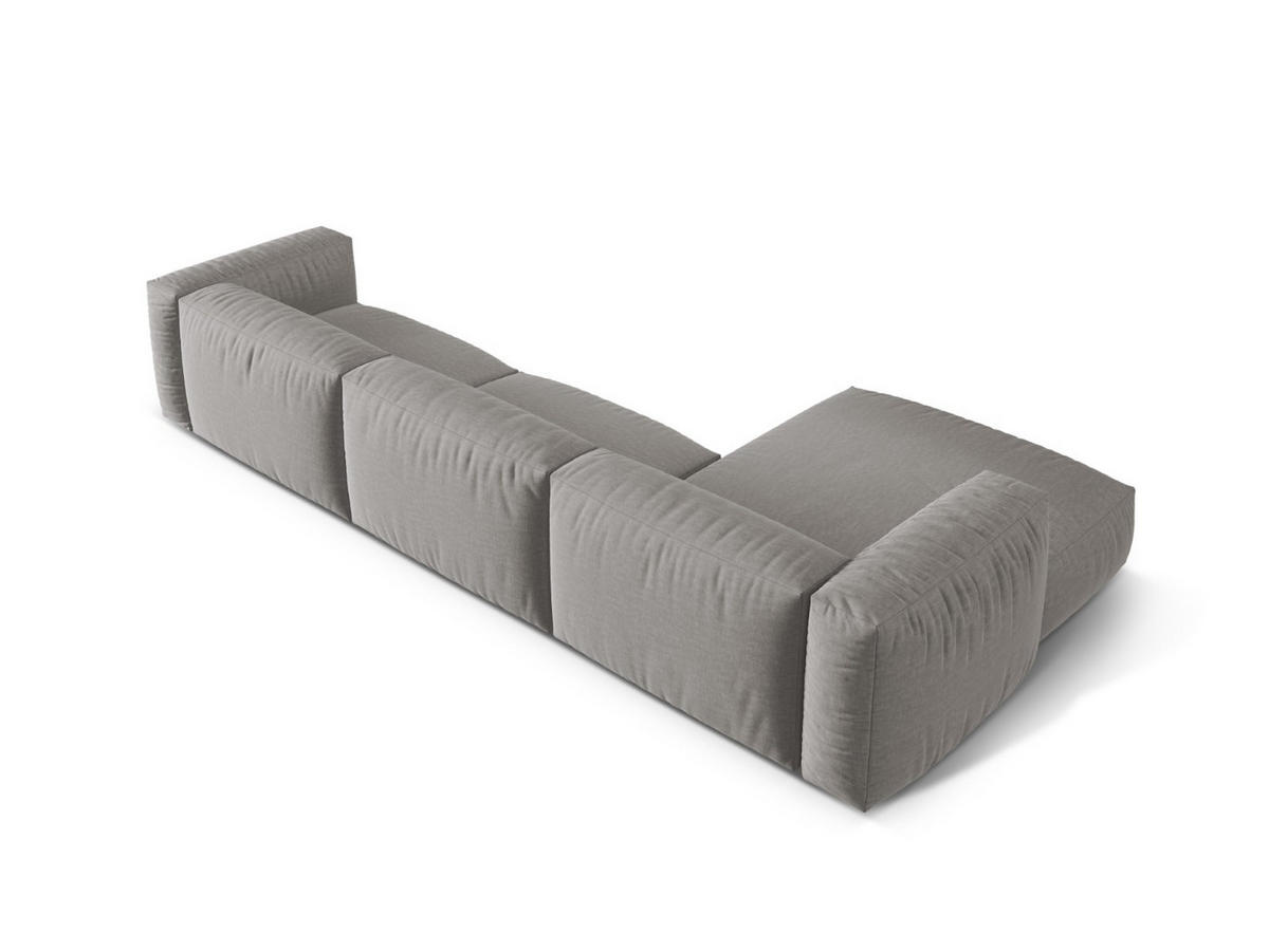 ECKSOFA modular links Martina aus strukturiertem Stoff hellgrau 3 Sitzplätze - Hellgrau, Textil (176/332cm) - Micadoni
