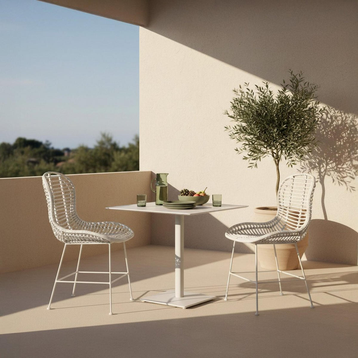 GARTENSTUHL Leo Weiß 47 cm x 86 cm 2er-Set - Weiß, Naturmaterialien (47/86/57cm) - Klast Home