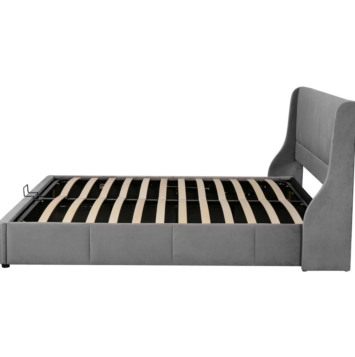 POLSTERBETT 180/200 cm Grau aus Samt mit Bettkasten und Lattenrost - Grau, Textil (180/200cm) - Flora Grace