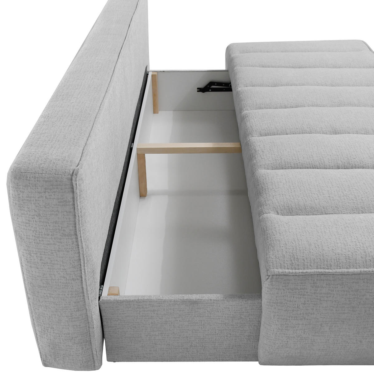 SCHLAFOSOFA Doris mit Schlaffunktion und Bettkasten, DL-System, Hellgrau - Hellgrau, Textil (210/88/100cm) - Beautysofa