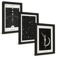 BILDER SET 3er Set - 20x30 cm Schwarzer Rahmen - Nachtdarstellung des Sonnensystems - Schwarz, Kunststoff (20/30cm) - TULUP