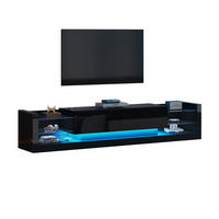 TV-ELEMENT mit LED 181 cm Hochglanz Schwarz - Schwarz, Holzwerkstoff (38/38/181cm) - Beauniv