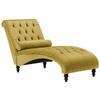 CHAISELONGUE Samtstoff senfgelb Muret - Dunkelbraun/Gelb, Textil (163/87/72cm) - Beliani