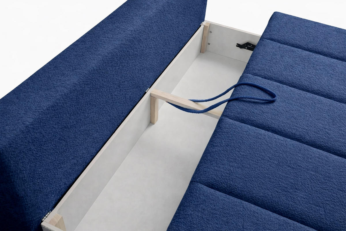SOFA Mit Schlaffunktion Und Bettkasten, Veloursstoff Monolith, Dunkelblau, PIANO - Dunkelblau, Holz (207/91/103cm) - Kaiser Möbel