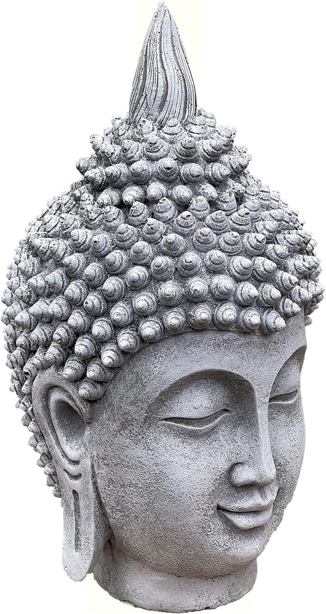 STEINFIGUR Buddha Shiva Kopf frostfest Steinguss massiv - Grau, Stein (14/34/16cm) - stoneandstyle