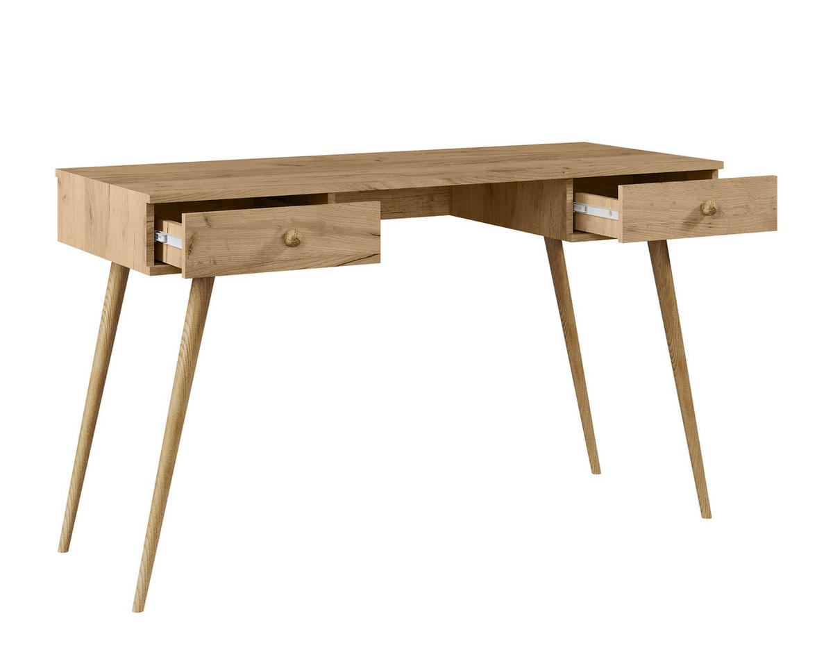 SCHREIBTISCH Golden Craft Eiche Skandinavischer Stil Mit Schubladen - Beige, Holzwerkstoff (135/135/79cm) - Sepro Meble