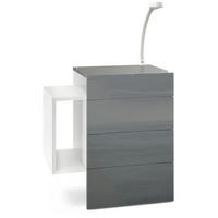 NACHTTISCH Queens Front in Grau Hochglanz - Grau, Holzwerkstoff (60/63/36cm) - Vladon
