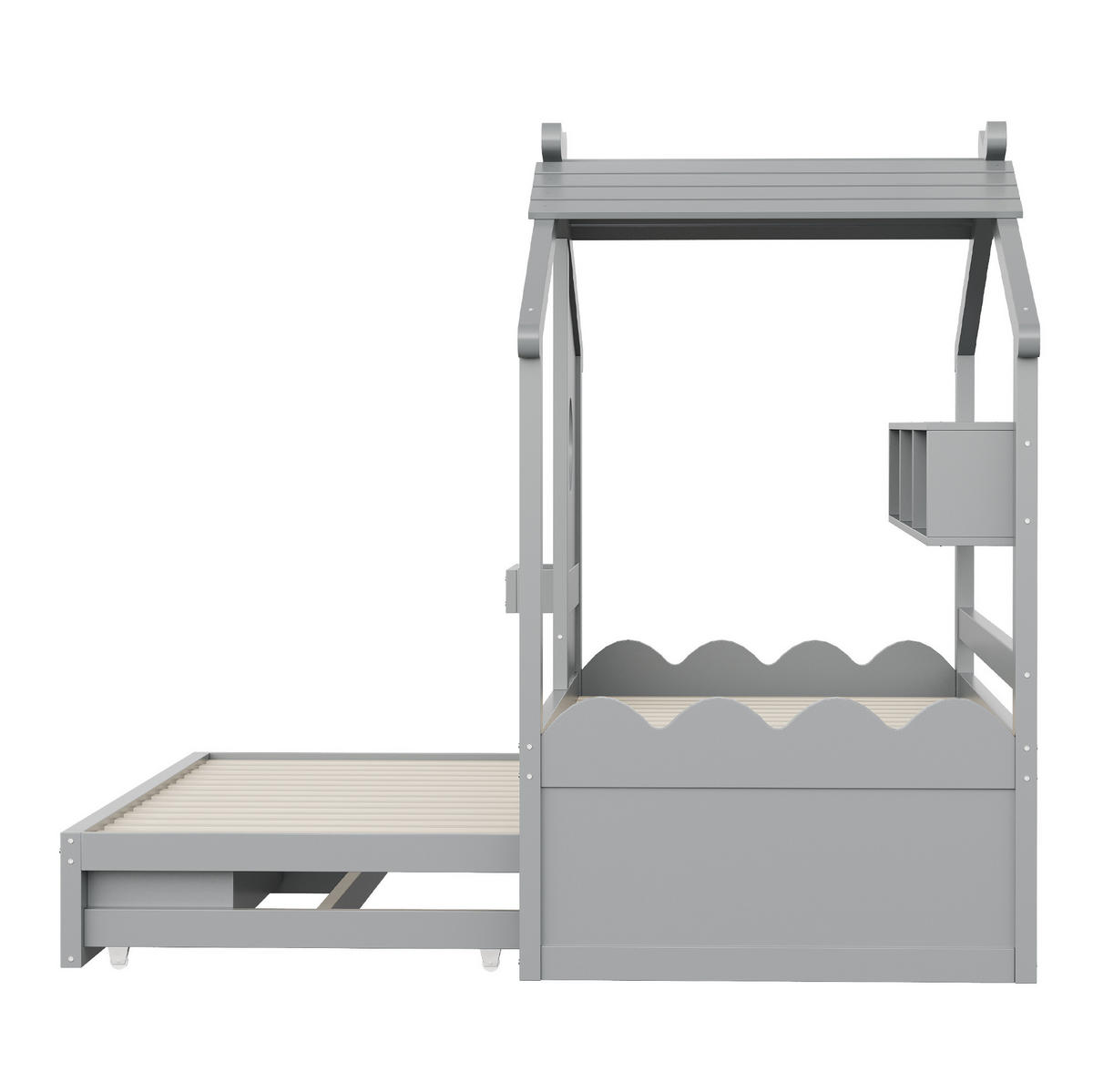 KINDERBETT 90/200 cm mit Ausziehbett 90/190 cm, LED, USB- und Typ-C-Anschluss, Schubladen und Stauraum, Grau - Grau, Holzwerkstoff (90/200cm) - Redom