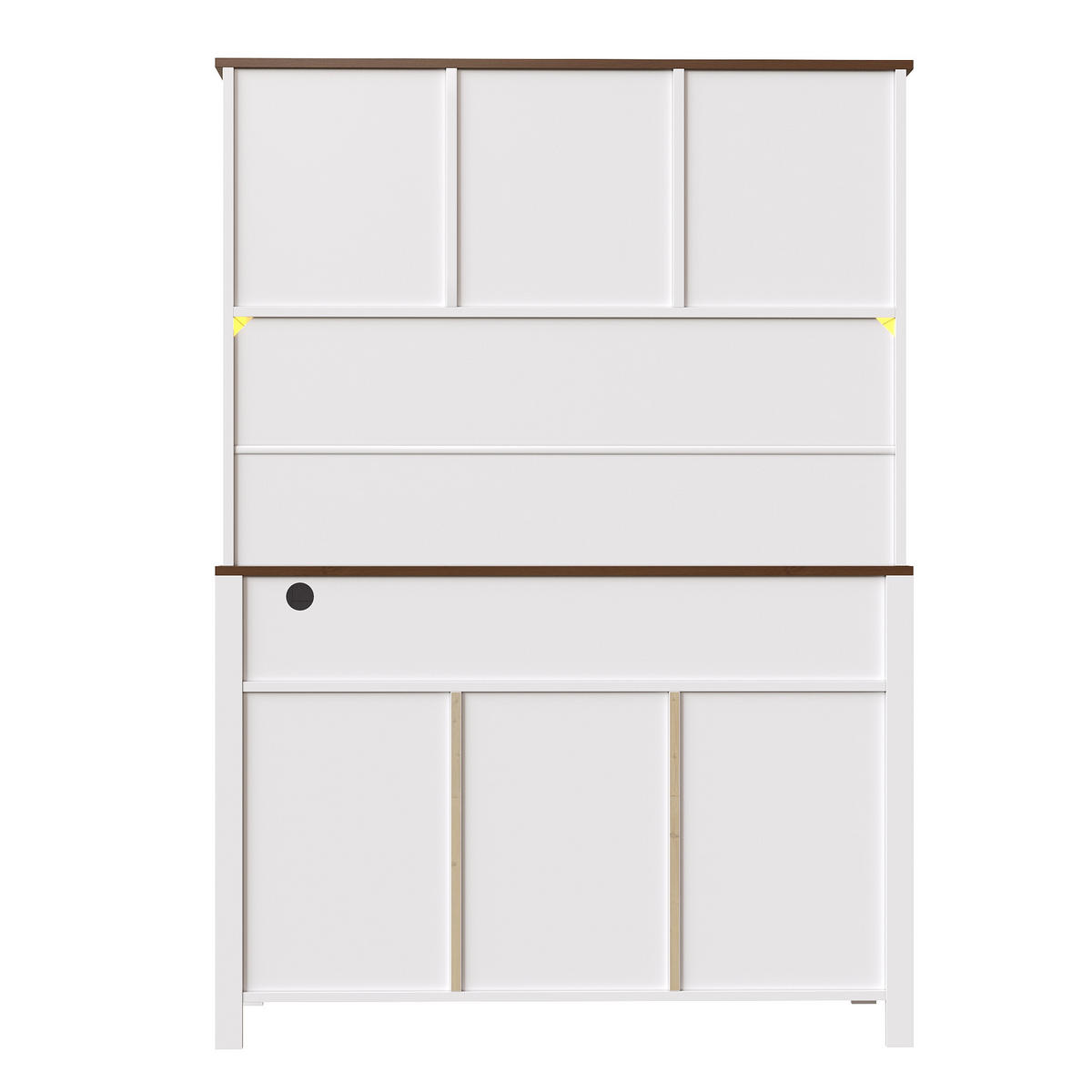 GESCHIRRSCHRANK aus MDF & Glas 120x40x170cm in Weiß mit LED & Steckdosenleiste - Weiß, Holzwerkstoff (120/170/40cm) - Modfu