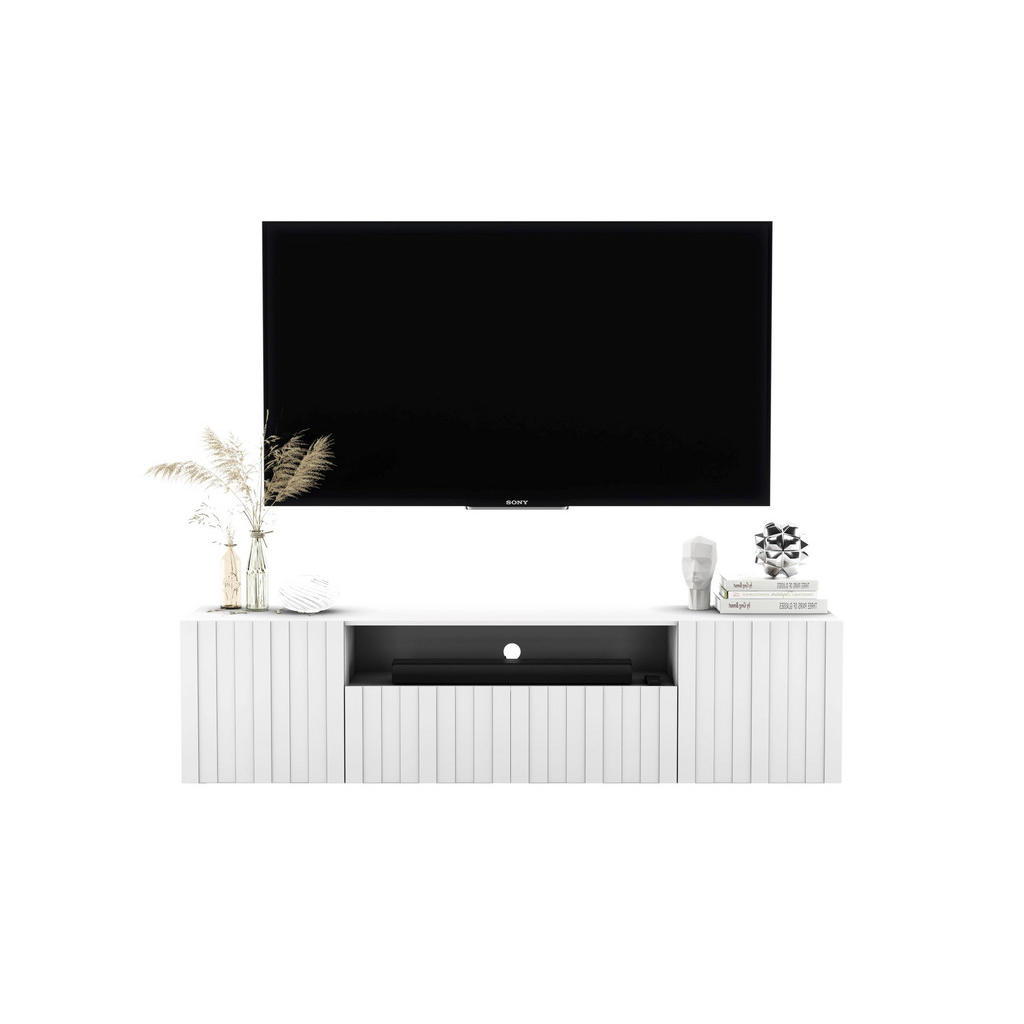 Thumbnail - Meble Lindner Tv-Schrank, Weiß, Holzwerkstoff, 6 Fächer, Rechteckig, 150x37.5x36.5 cm, Wohnzimmer, Wohnwände, Lowboards,...