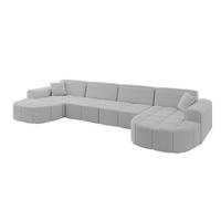 WOHNLANDSCHAFT LIVO-U2 - 400x173x79,5 cm Hellgrau - Hellgrau, Holzwerkstoff/Textil (400/79/173cm) - ALTDECOR