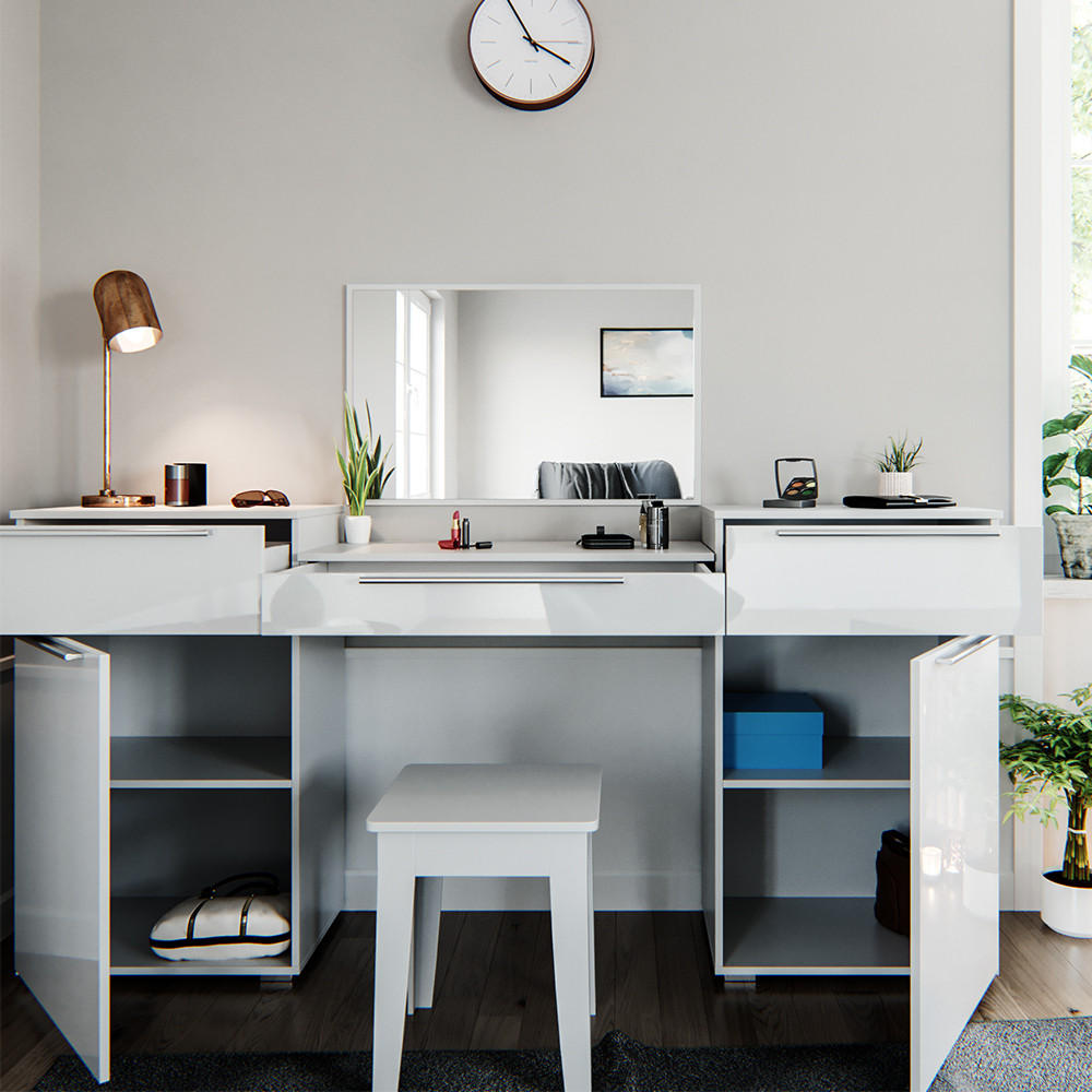 SCHMINKTISCH Lilli Weiß 190 cm - Weiß, Holzwerkstoff (190/90/39cm) - Vicco