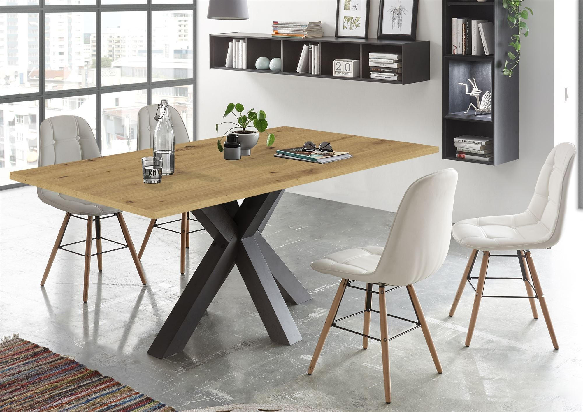 ESSZIMMERTISCH Ela 2 160 x 90 x 75 Esstisch Graphit/Asteiche - Naturfarben, Holz (160/90/75cm) - 58aufmkessel